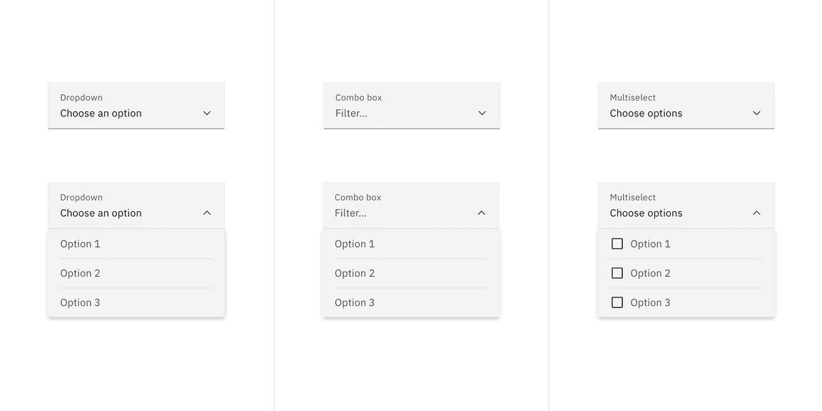 Fluid dropdown variant examples