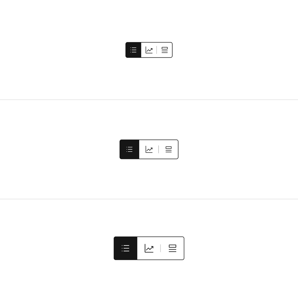 Height options for the icon content switcher Height options for the icon content switcher