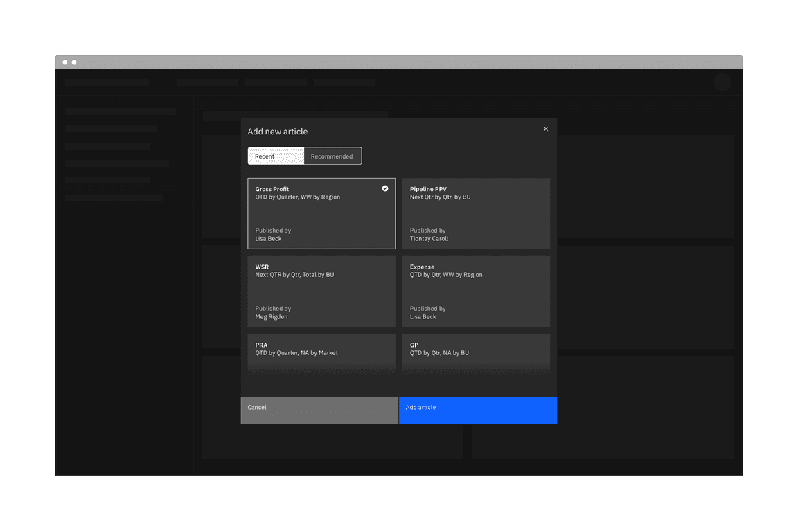 Example of a content switcher Example of a content switcher