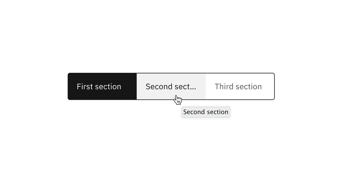 Example shows the overflow text in a content switcher’s tab. Example shows the overflow text in a content switcher’s tab.